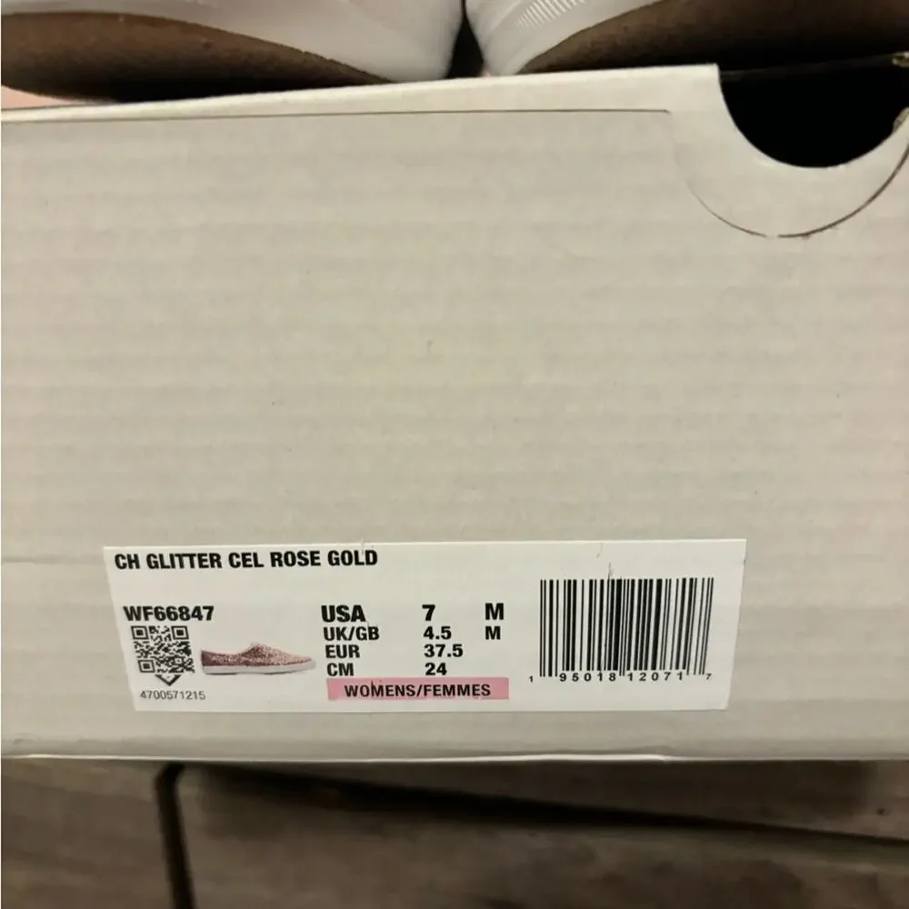 Rose gold glitter sneakers - size 7
